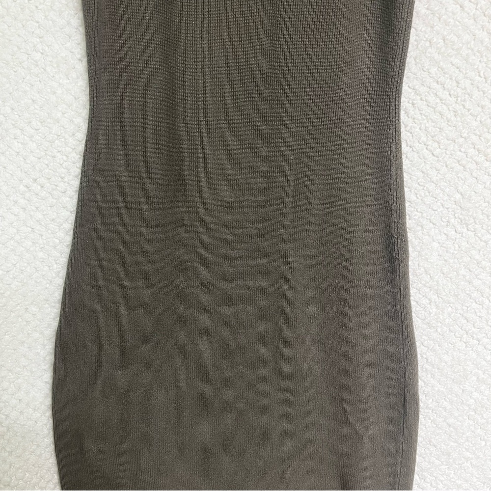 Caroline Constas Ribbed Knit Stretch Midi Dress Green Sleeveless Designer Medium - Picture 4 of 10